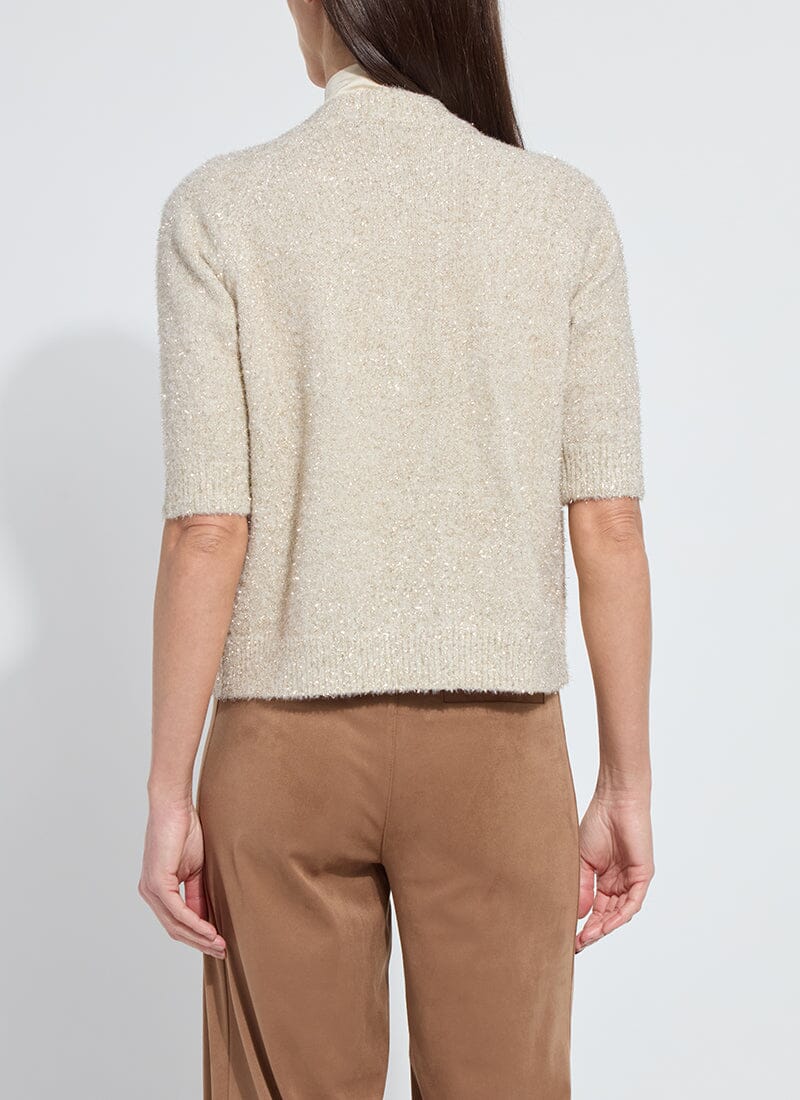 Kennedy Short Sleeve Lurex Cardigan in Silky Cream