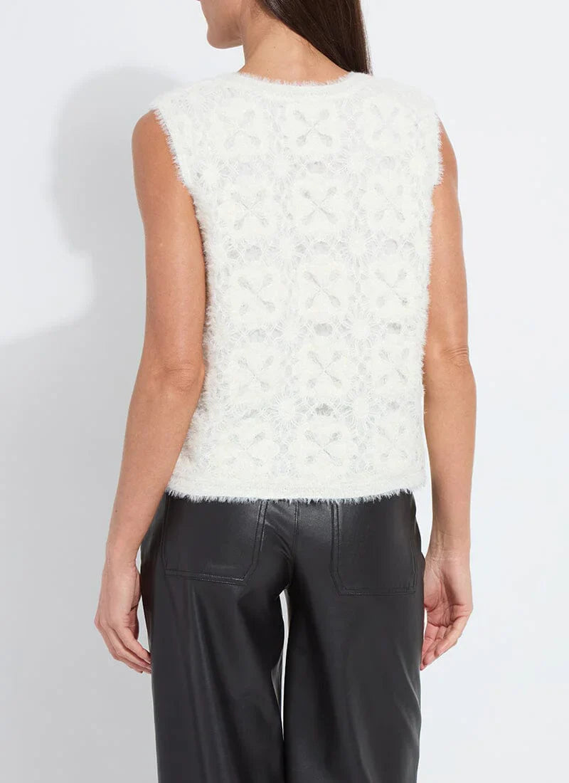 Camila Sleeveless Fuzzy Top in Snow White