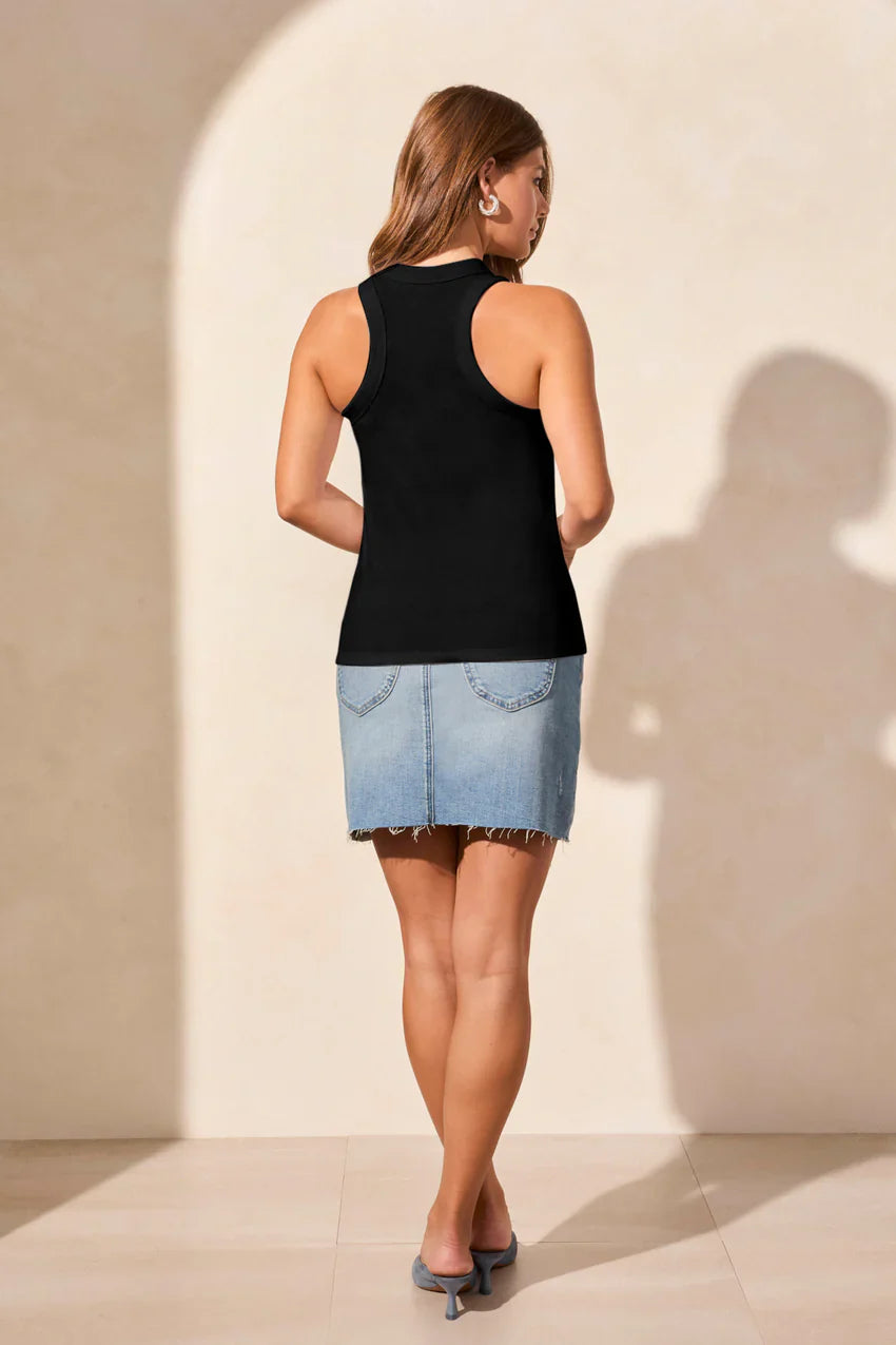 Racer Back Tank Top in Black