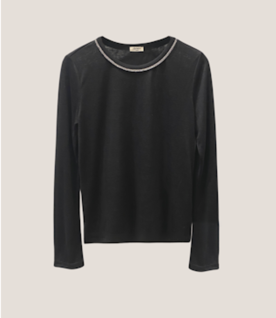 Long Sleeve Harlow Crew in Black