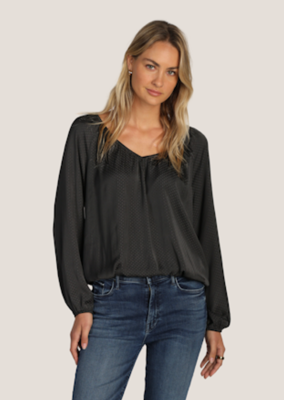 Roxy Satin Blouse in Black