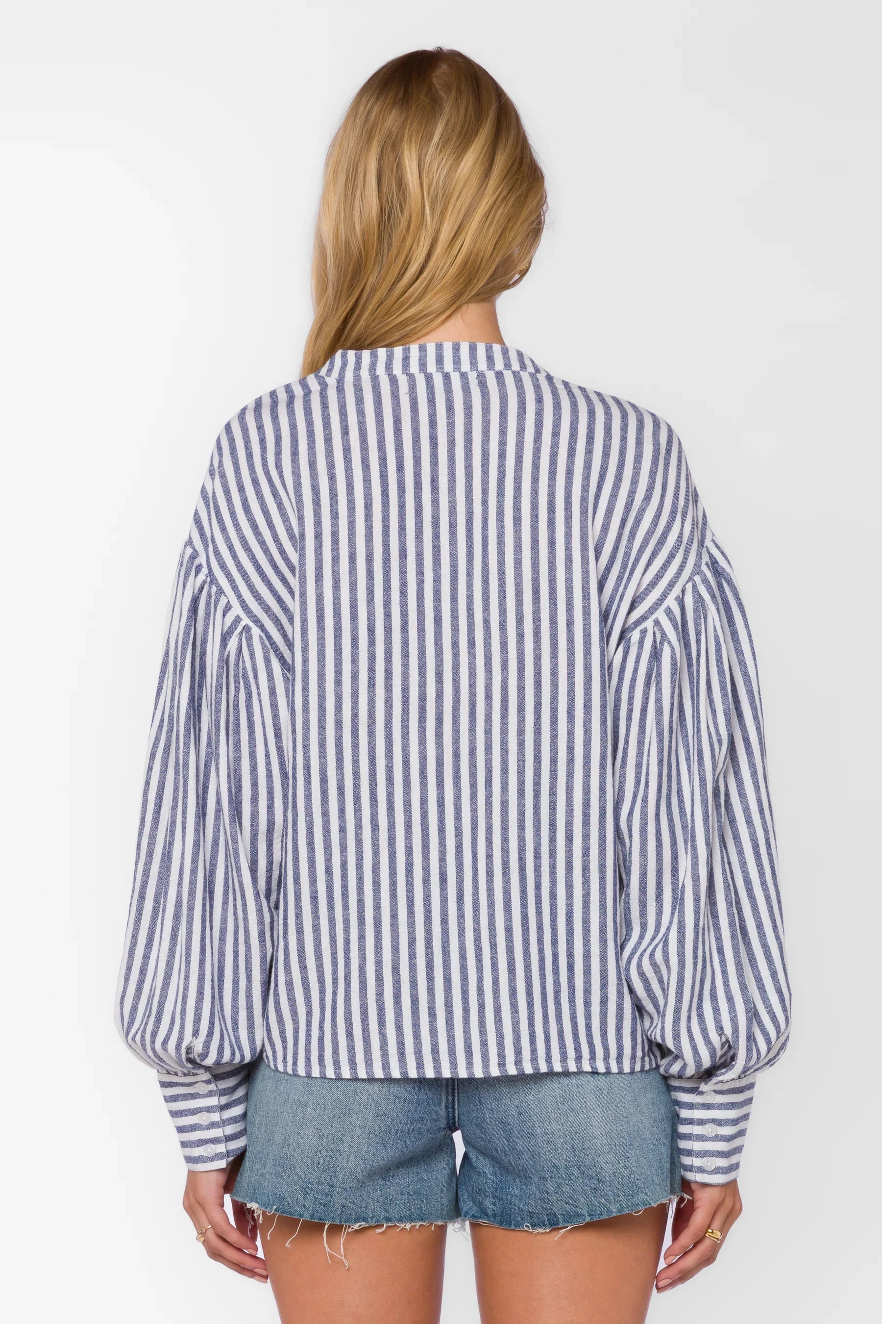 Vince Long Sleeve in Ink Blue Stripe