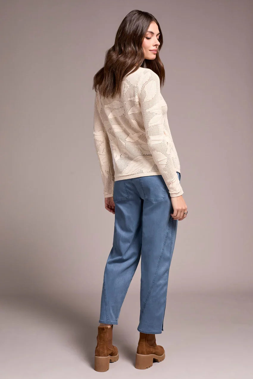 Mesh Jacquard Boat Neck Sweater in Moonstone